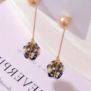 NEW Blue Crystal Dangle Drop Earrings